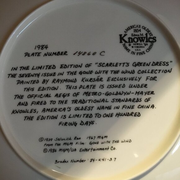 2/$40 Gone With the Wind Collection 'Scarlett's Green Dress' Raymond Kursar - Picture 5 of 7